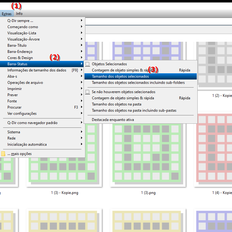 Posso exibir o tamanho dos objetos selecionados na barra de status do File Explorer